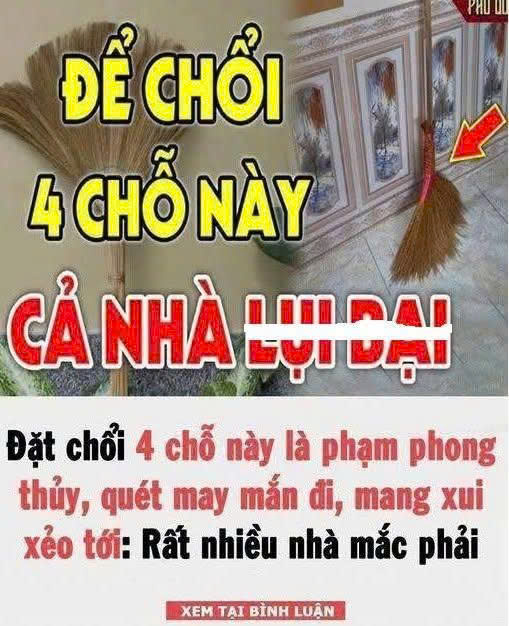Đặt chổi 4 chỗ này là phạm phong thủy, quét may mắn đi, mang xui xẻo tới: Rất nhiều nhà mắc phải