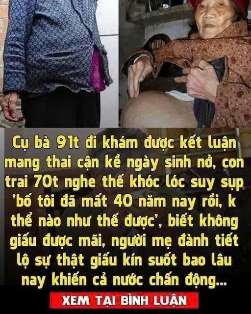 Cụ bà 91 t/uổi đi khám thì được kết luận mang th/a/i cận kề ngày s/i/nh n/ở