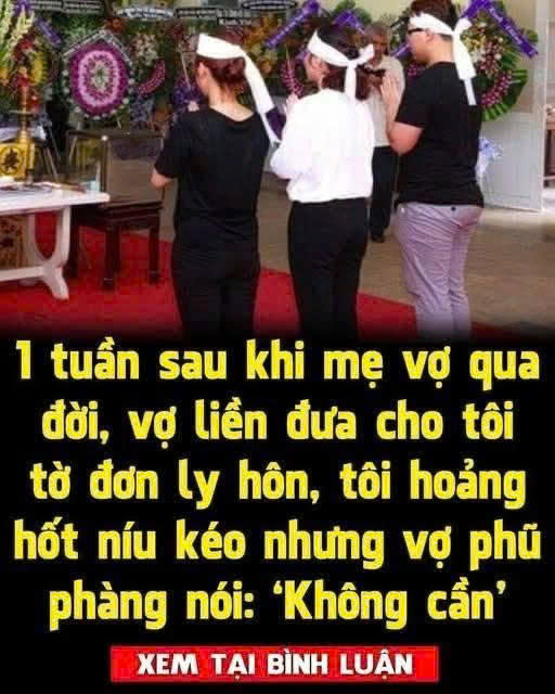 1 tuần sau khi mẹ vợ qua đời, vợ liền đưa cho tôi tờ đơn ly hôn, tôi hoảng hốt níu kéo nhưng vợ phũ phàng nói: ‘Không cần’